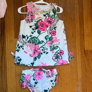 Lilly Pulitzer Floral Pink and Green Kids Casual Dress